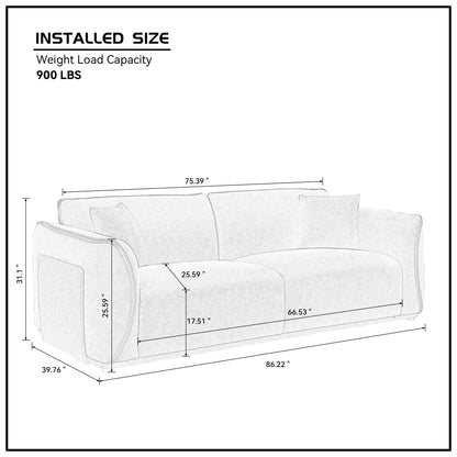 Grey Couch Upholstered Sofa, Modern Sofa for Living Room, Couch for Small Spaces.