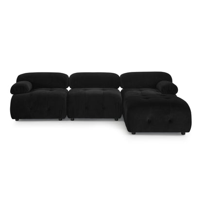 Modular Sectional Sofa, Button Tufted Designed and DIY Combination,L Shaped Couch with Reversible Ottoman, Black Velvet