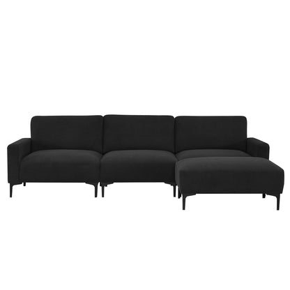 Modern Velvet L-Shaped Sectional Sofa, 4-Seater, Convertible Ottoman, Freely Combinable Sofa