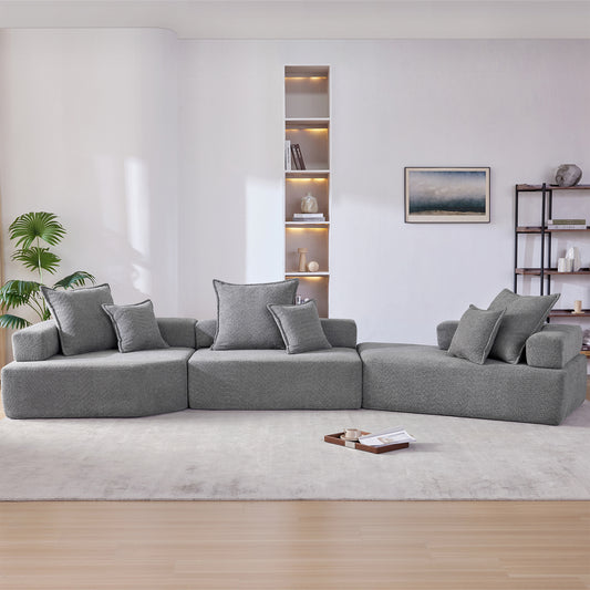 [VIDEO provided][New] Oversized Modular Sectional Sofa,Luxury Boucle Floor Couch Set,Convertible Sleeper Couch,Spacious Foam-Filled Sofa Bed for Living Room,3 PC Free Combination,2 Colors