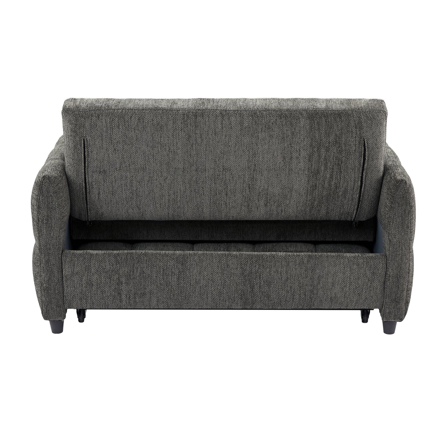 52.8" Loveseat Sofa Pull-out Sofa Bed Tufted Sleeper Sofa with an Adjustable Backrest, Three USB Ports and Two Lumbar Pillows for Living Room, Grey