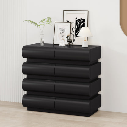 8 Drawer Dresser for Bedroom, Black Dresser No Handle, Modern 8 Chest of Drawers with Wide Storage