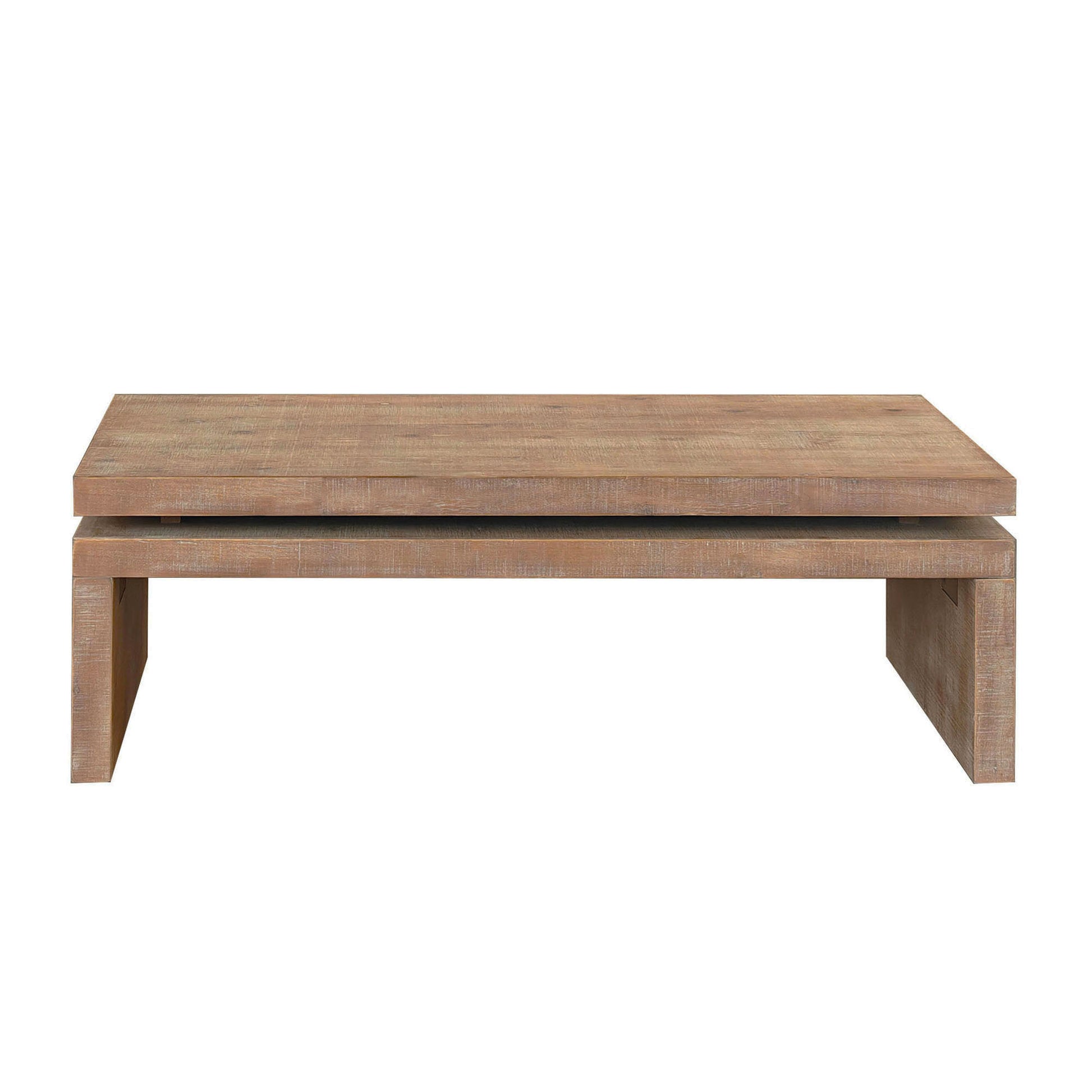 Natural Wood Living Room Table Versatile Coffee Table 2-Tiered Wood Tabletop Table 47.6" L * 23.6" W * 16.3" H