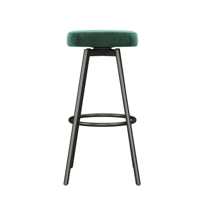 Modern Glam Upholstered Faux Velvet Bar Stool – Emerald