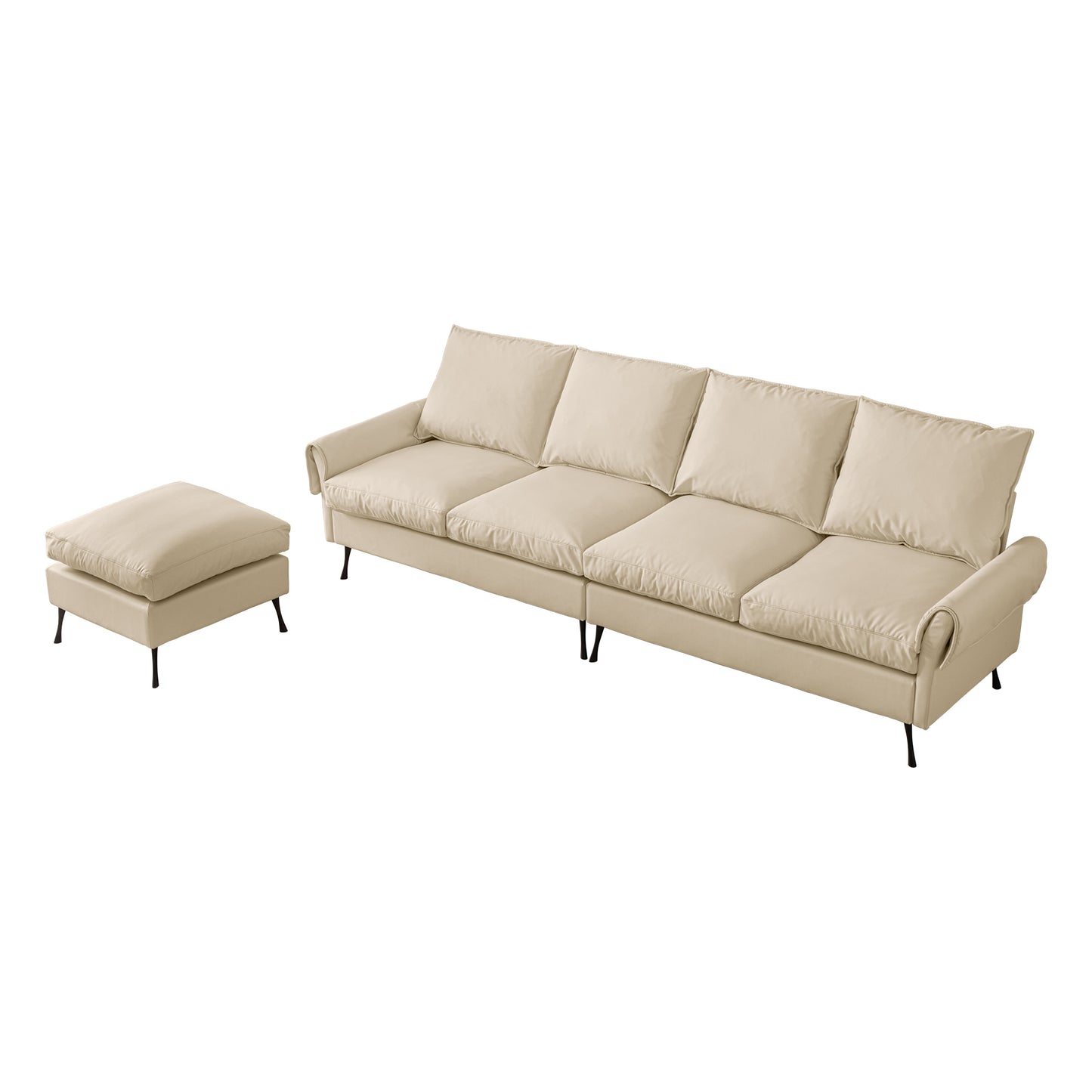 [VIDEO] provided]104.5"Modern Sectional Technical leather L-Shaped Sofa Couch with Convertible Ottoman