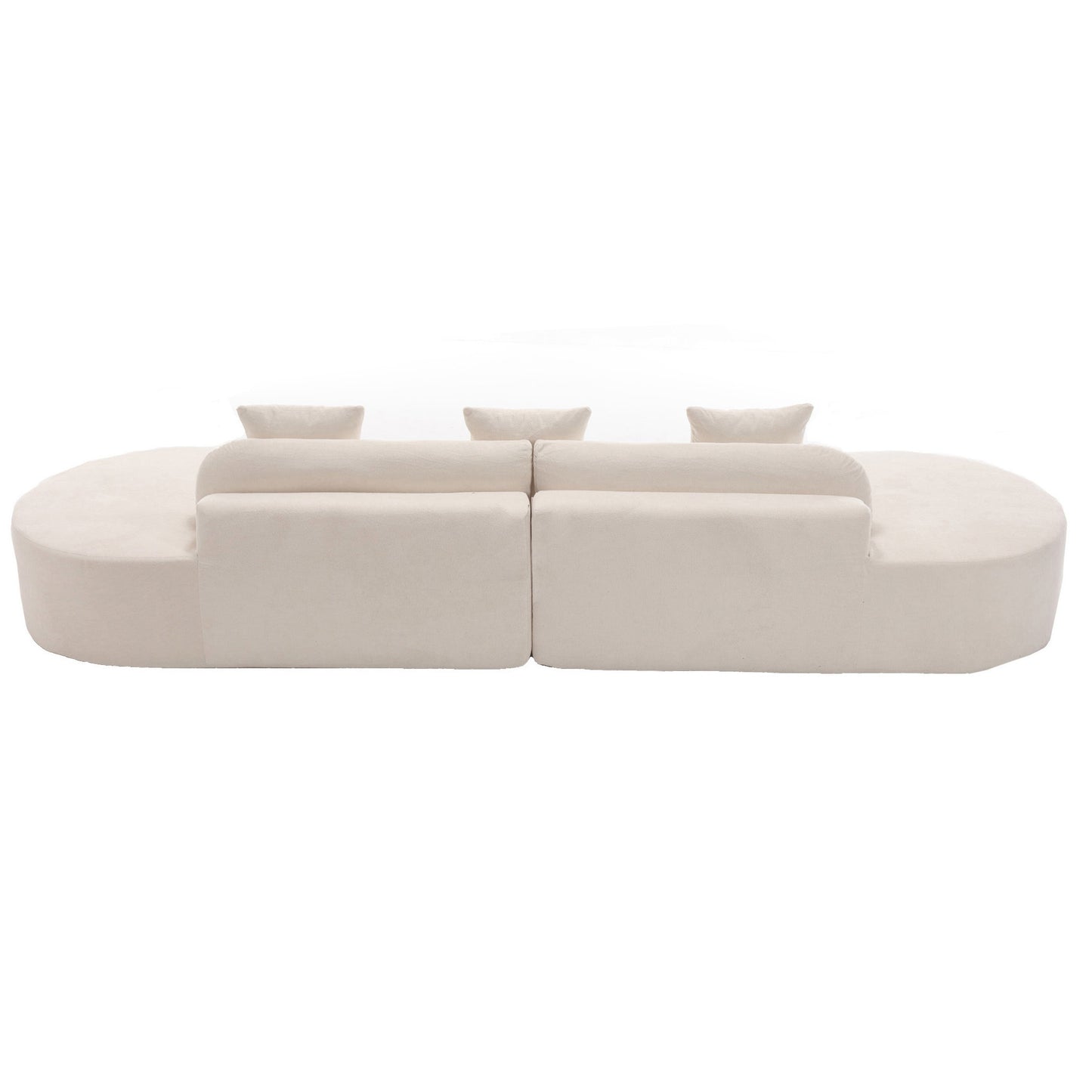 [NEW ARRIVED] [VIDEO PROVIDED] Modern curved combination sofa, terrycloth fabric sofa, minimalist sofa in living room, apartment, no assembly required, three  pillows,Beige