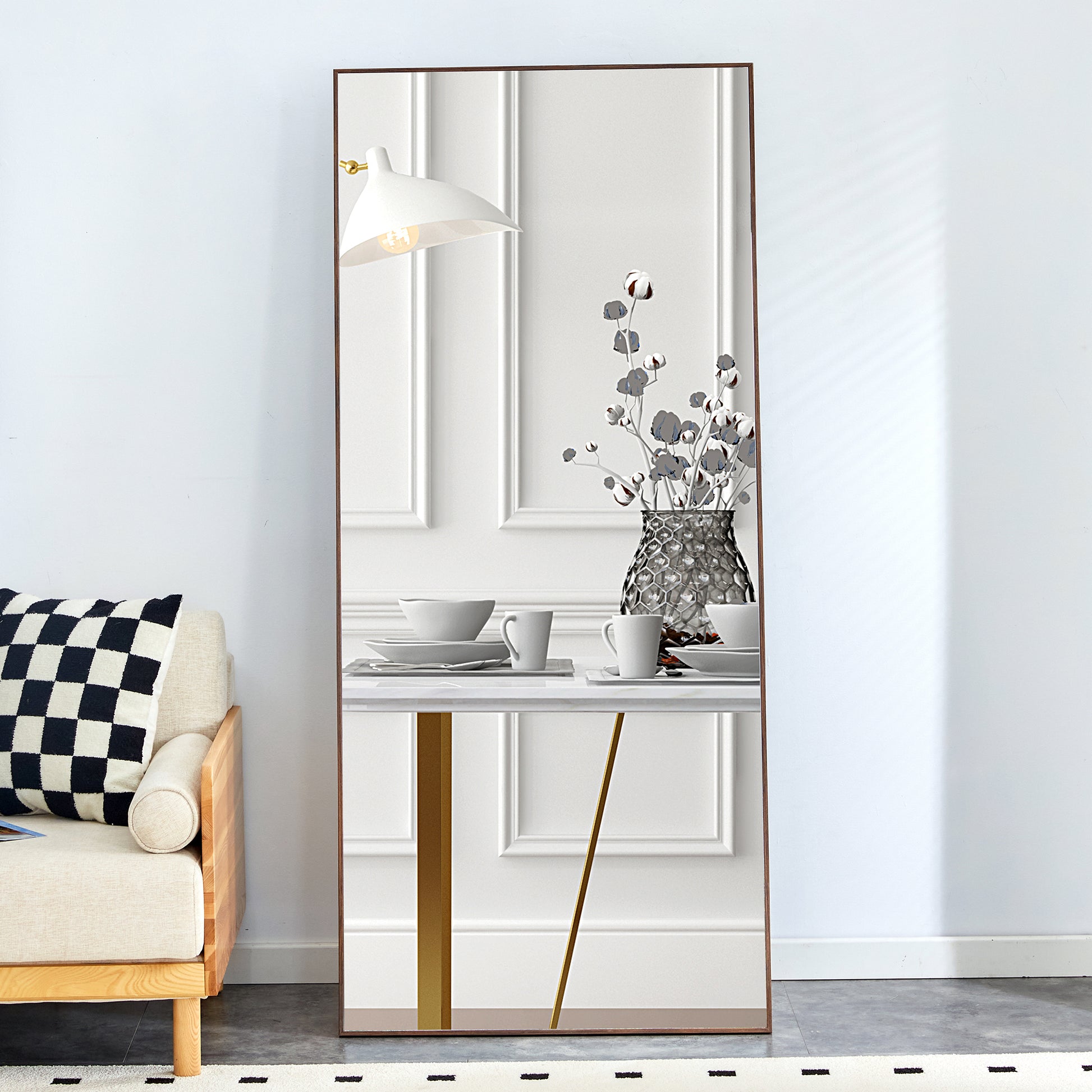 Fourth generation solid wood frame long mirror, dressing mirror, bedroom foyer, decorative mirror, clothing store, floor to ceiling mirror, wall mounted. 71 "* 31.4"