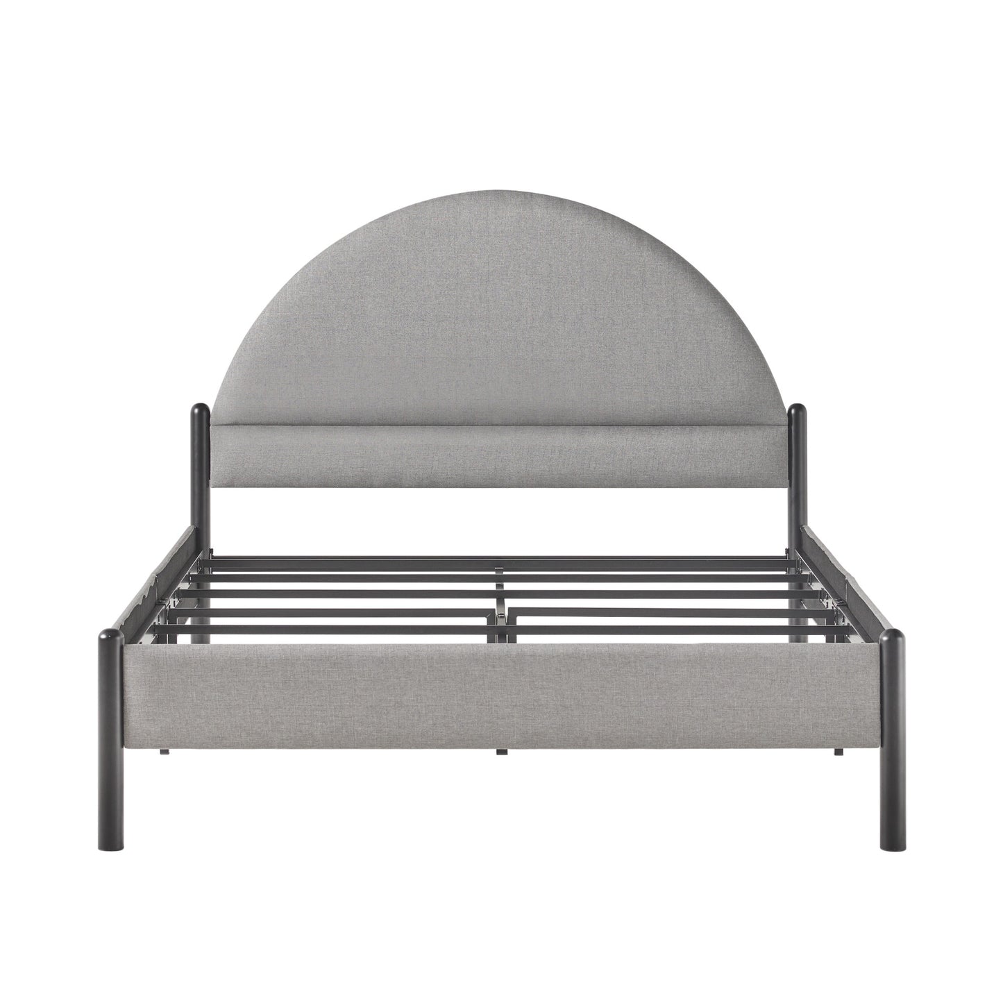 Modern Upholstered Curved Headboard Queen Bedframe – Grey