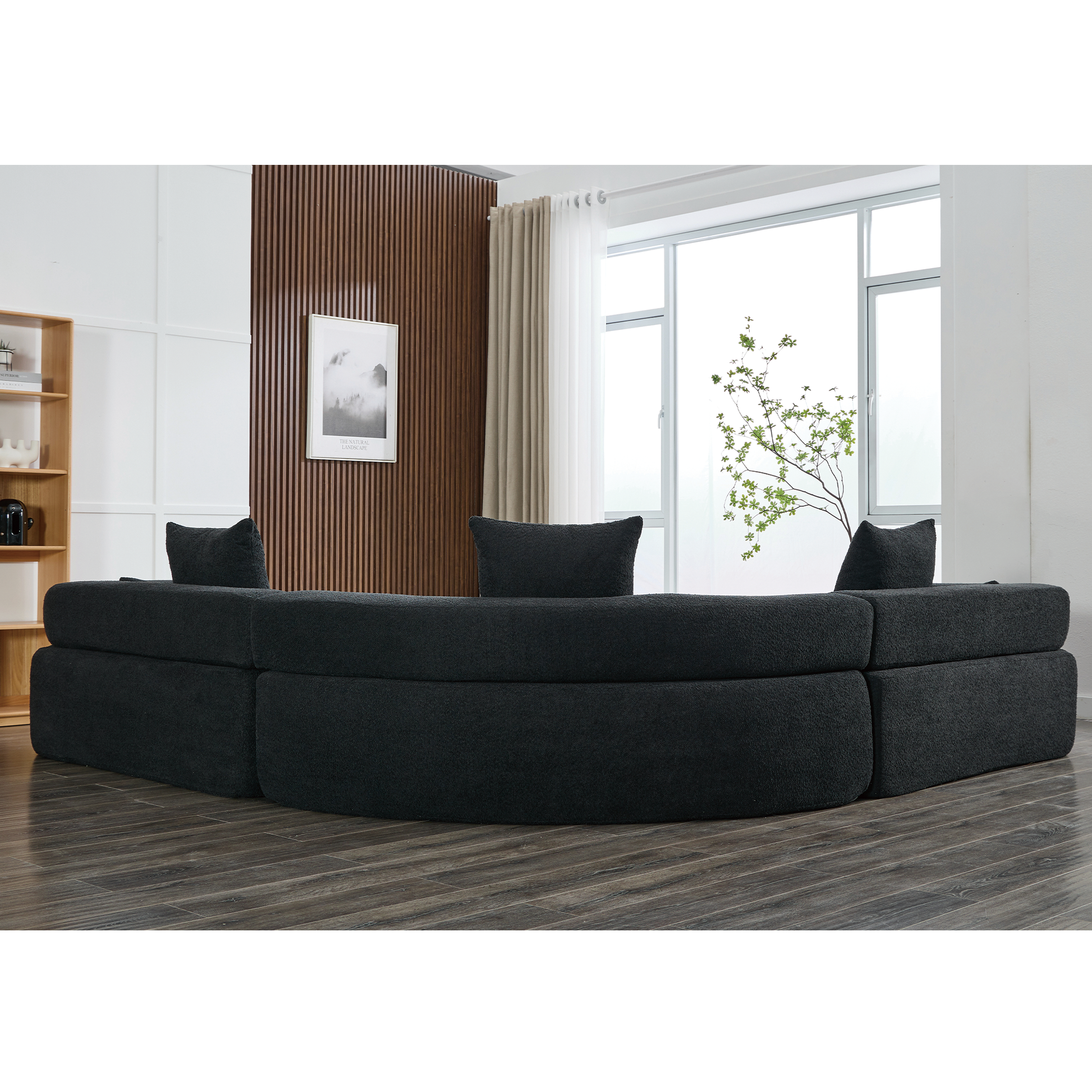 [NEW ARRIVED] [VIDEO PROVIDED]Oversized Combination Sofa,Curved Sofa,Upholstered 4 Seater Couch for Living Room,  Modern Modular 3 Piece Free Combination, Semicircular Modular  Sofa ,  Boucle, Black