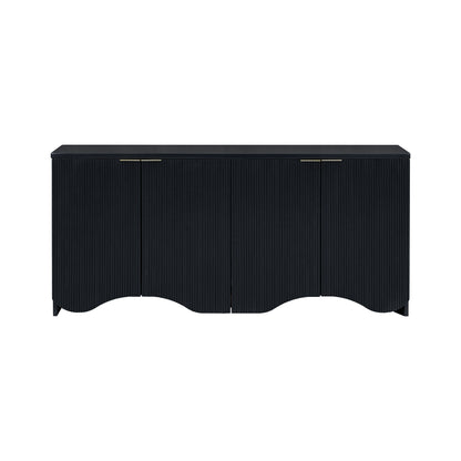 U-Style Vertical Stripes and Wavy Design of a Four-Door Cabinet Cabinet Suitable for Hallway, Entryway, Living Room