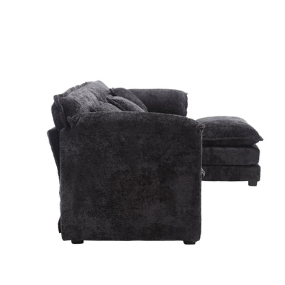 Modern Large boucle Fabric L-Shape Sectional Chenille fabric, movable pedals, detachable armrests, oversized three-seat Sofa