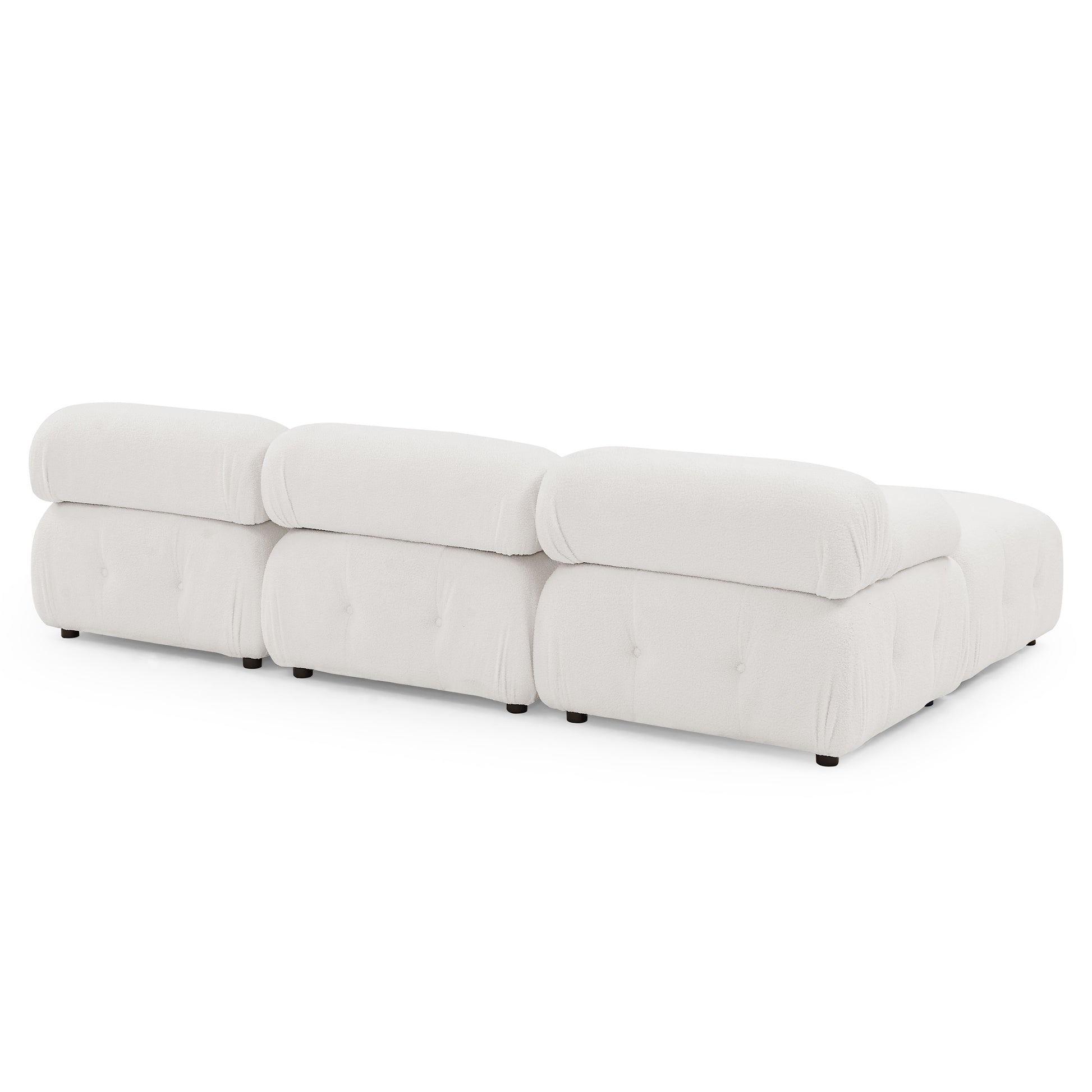 Modular Sectional Sofa, Button Tufted Designed and DIY Combination,L Shaped Couch with Reversible Ottoman, Ivory Teddy Fabric