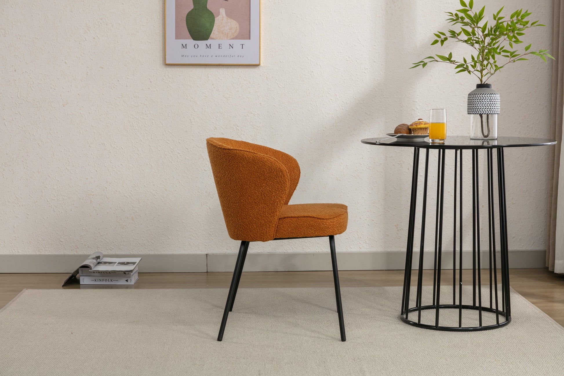 Retro Minimalist Modern Boucle Fabric Dining Chairs