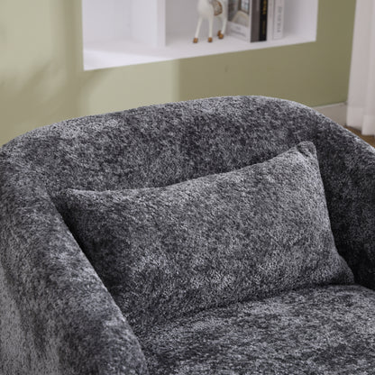 COOLMORE Swivel Barrel Chair, Comfy Round Accent Sofa Chair for Living Room, 360 Degree Swivel Barrel Club Chair, Leisure Arm Chair for Nursery, Hotel, Bedroom, Office, Lounge (Gray Boucle)