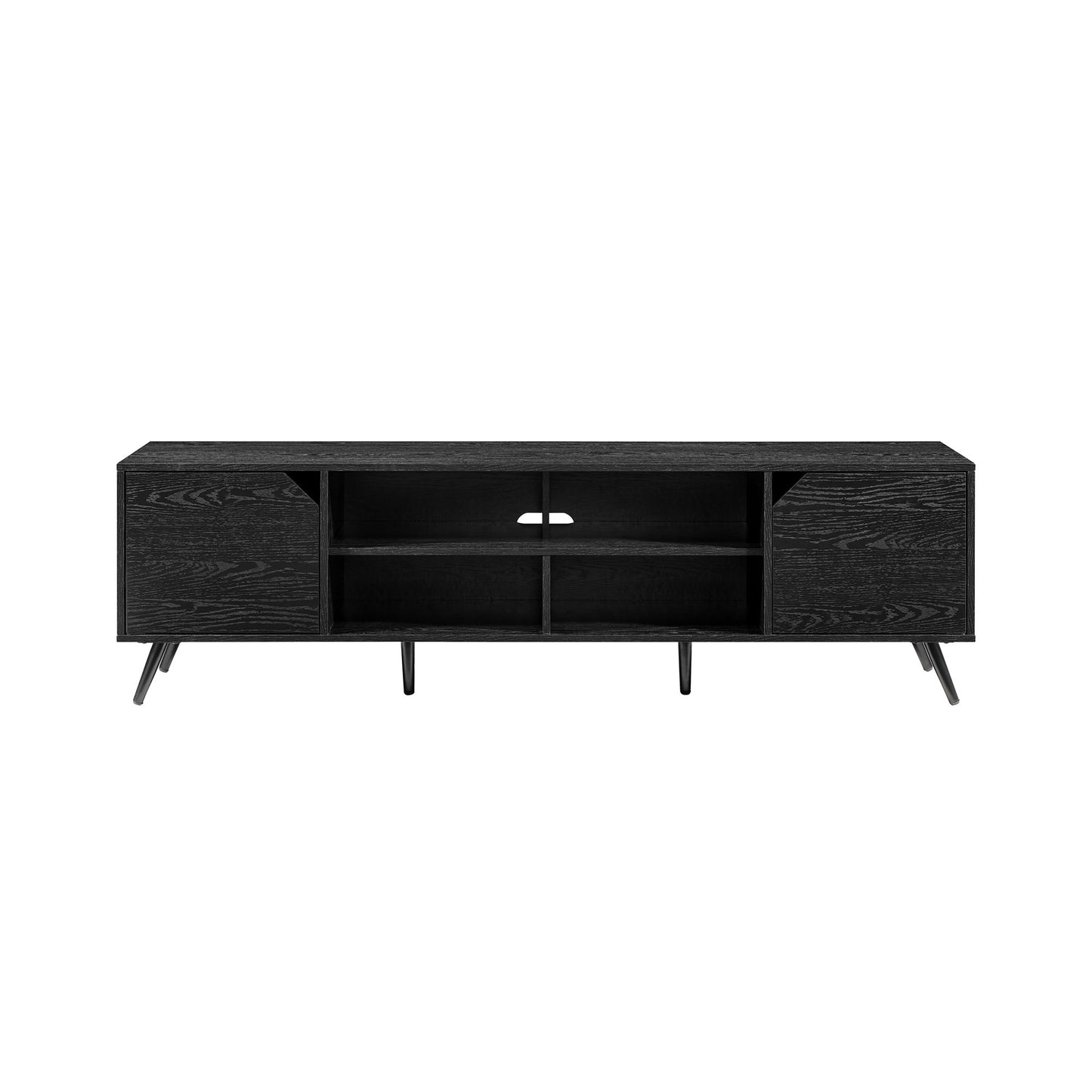 Contemporary 2-Door Minimalist TV Stand for TVs up to 80 inches – Black