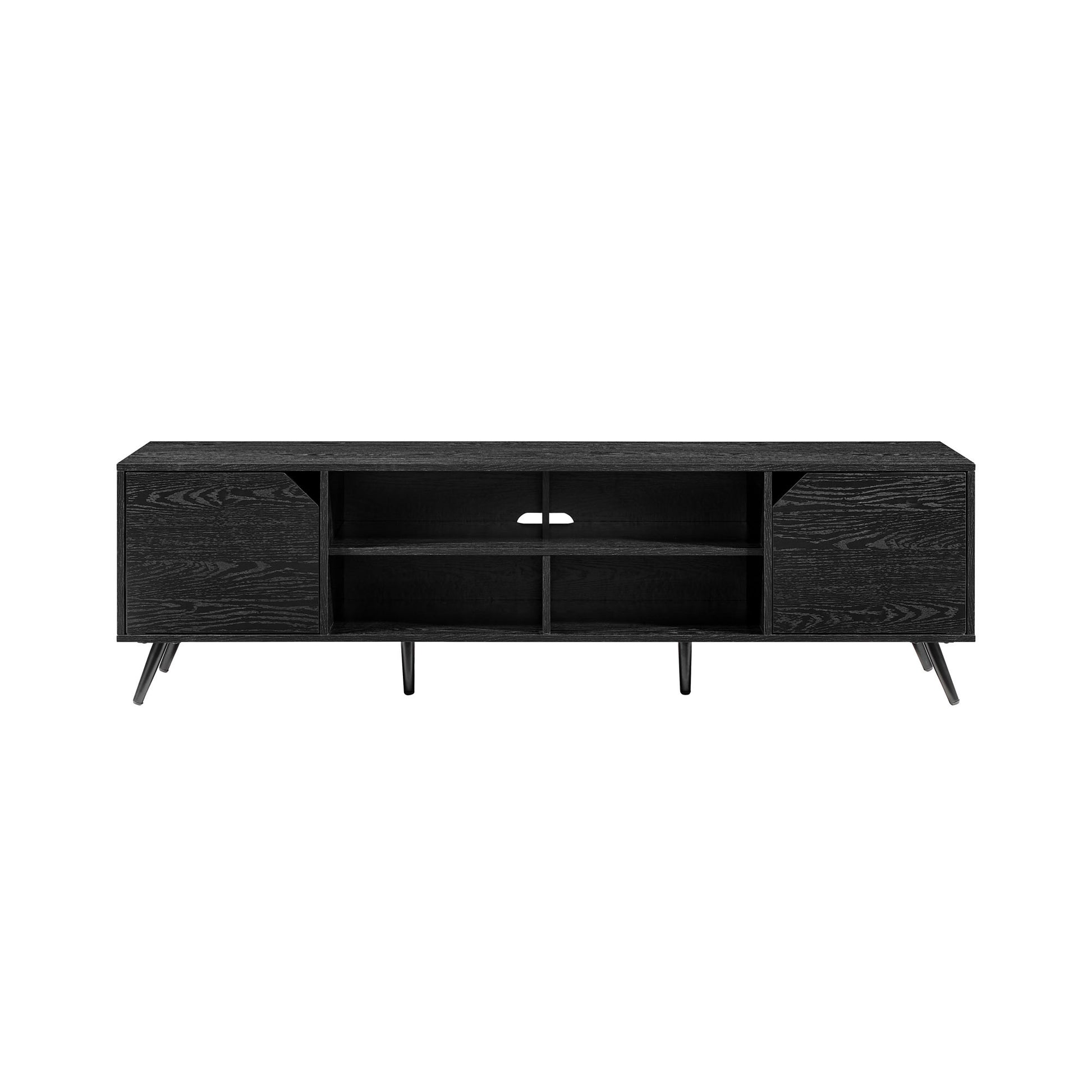 Contemporary 2-Door Minimalist TV Stand for TVs up to 80 inches – Black