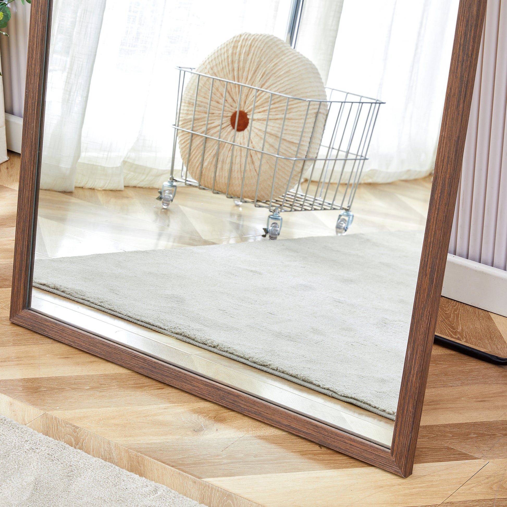 Fourth generation solid wood frame full-length mirror, dressing mirror, bedroom porch, decorative mirror, clothing store, floor standing large mirror, wall mounted. 71 "* 31.5"