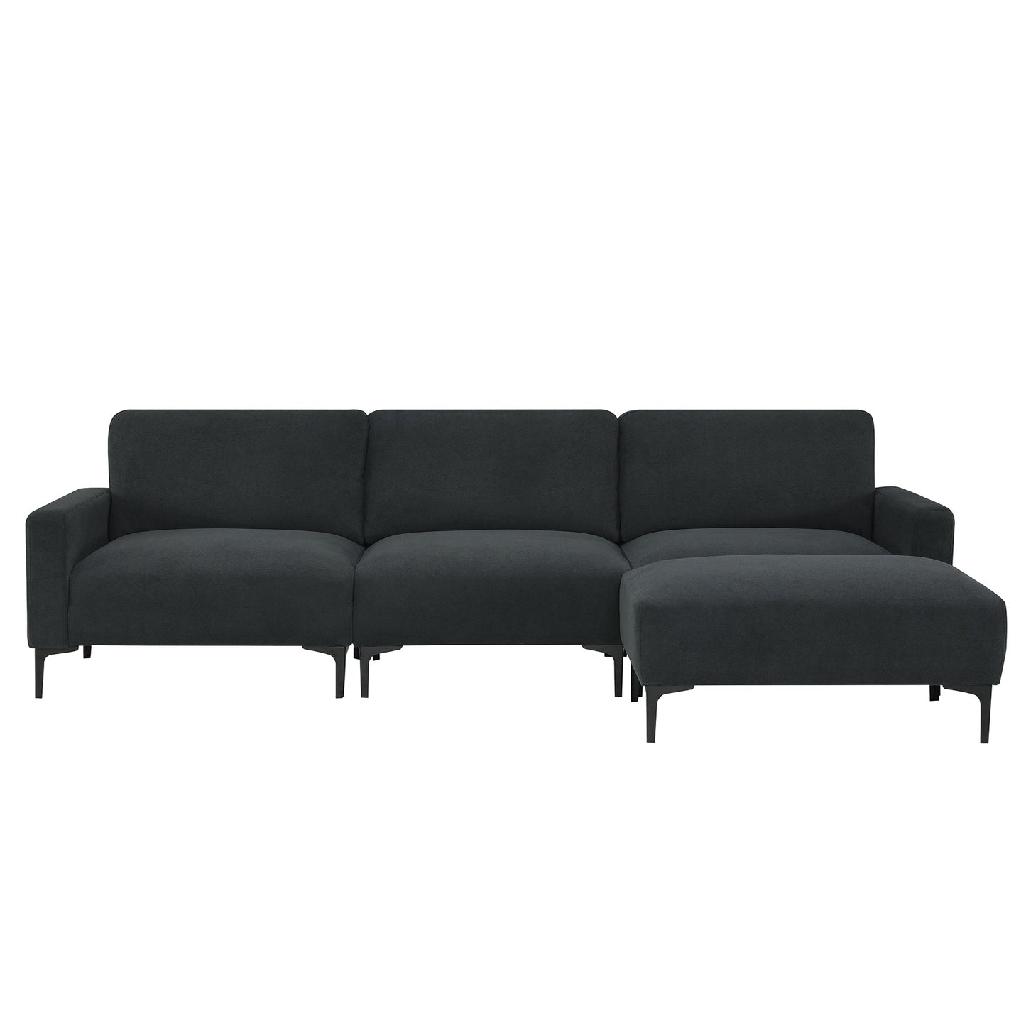 Modern Velvet L-Shaped Sectional Sofa, 4-Seater, Convertible Ottoman, Freely Combinable Sofa