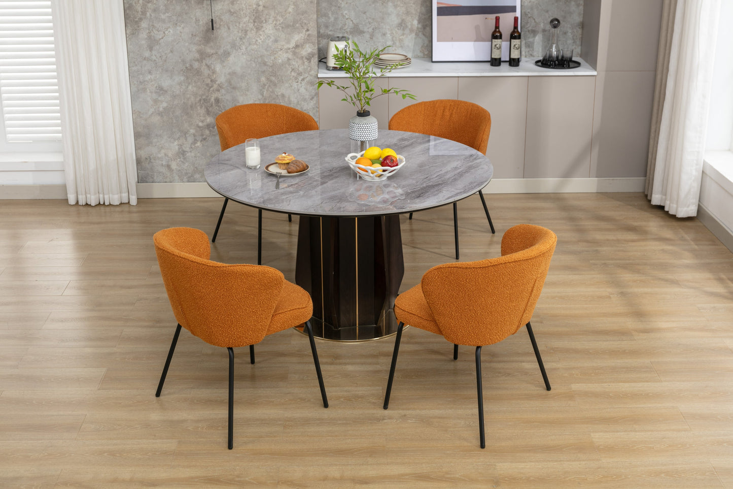 Retro Minimalist Modern Boucle Fabric Dining Chairs