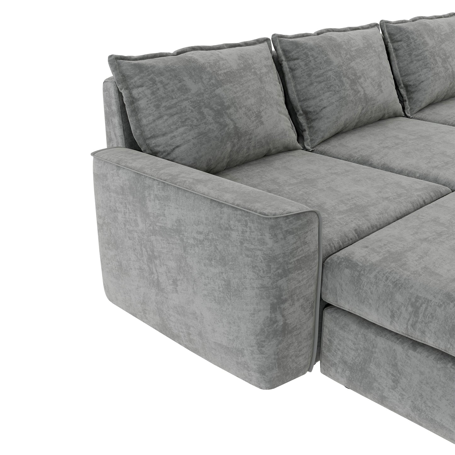 [VIDEO provided][New]115*58" Chenille Modular Sectional Sofa,U Shaped Reversible Couch,Free Combination,6 Seat Sleeper Sofa Bed with Ottoman,Convertible Oversized Indoor Furniture for Living Room,Gray