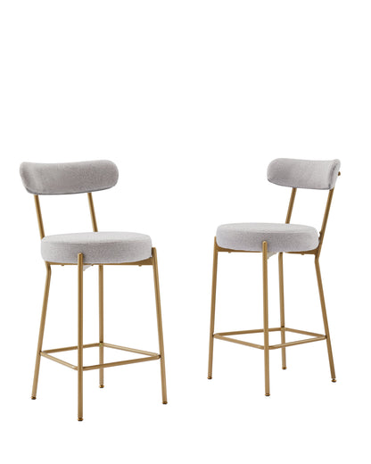 Modern Upholstered Sherpa Bar Stool Set