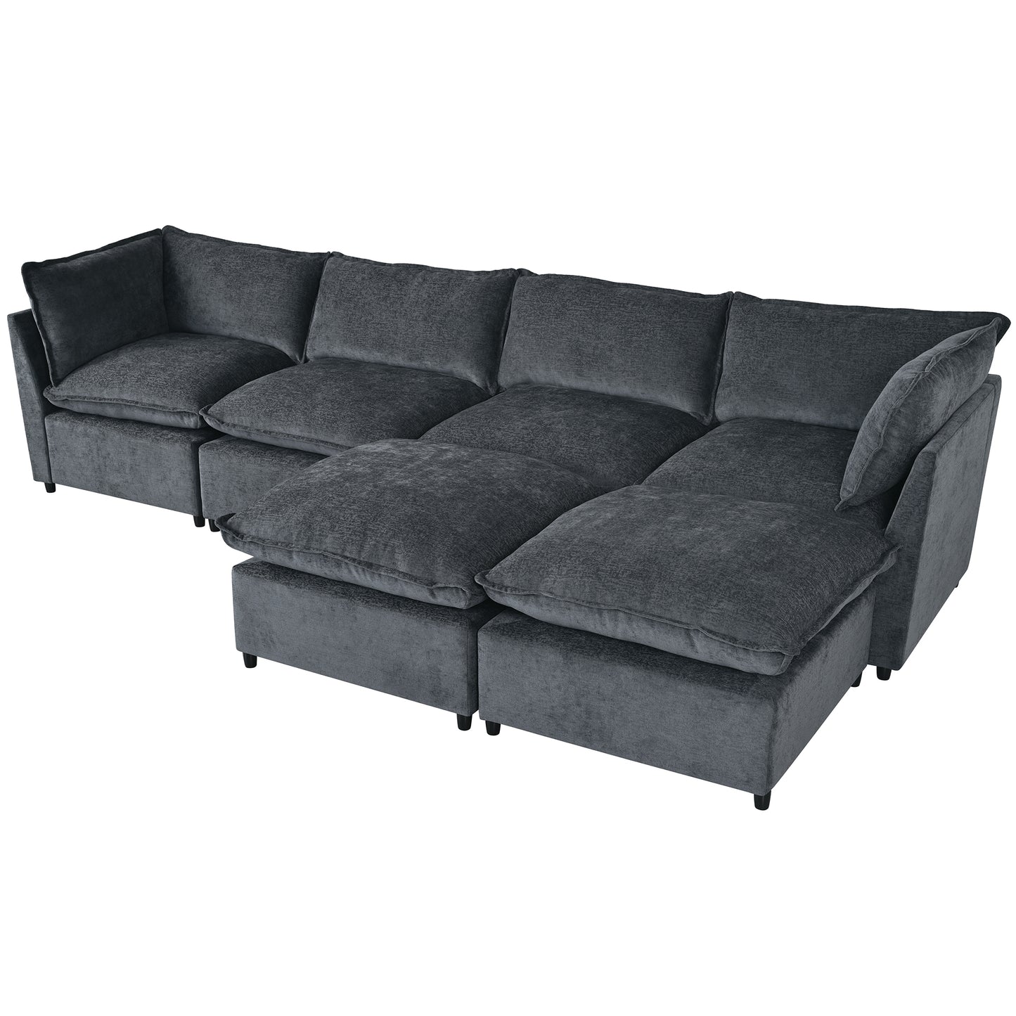 U_Style Modern Large U-Shape Sectional Sofa, 2 Large Chaise with Removable Ottomans, Convertible L-Shape Sectional Sofa with Stylish Piping Design,for Living Room,Spacious Space(Old SKU:WY000351AAE)