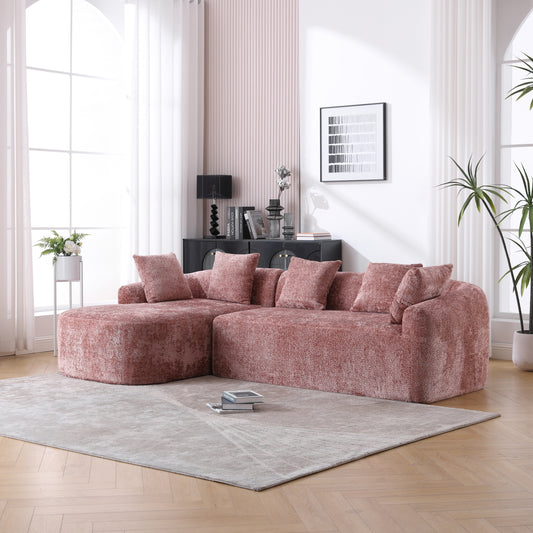 COOLMORE Boucle Sofa 3 Seater for Living Room Oversized Comfy Sofa L-Shape Sofa Couch with Chaise Home Furniture Sleeper Sectional Sofa for Apartment, Office Left Hand Facing (Pink)