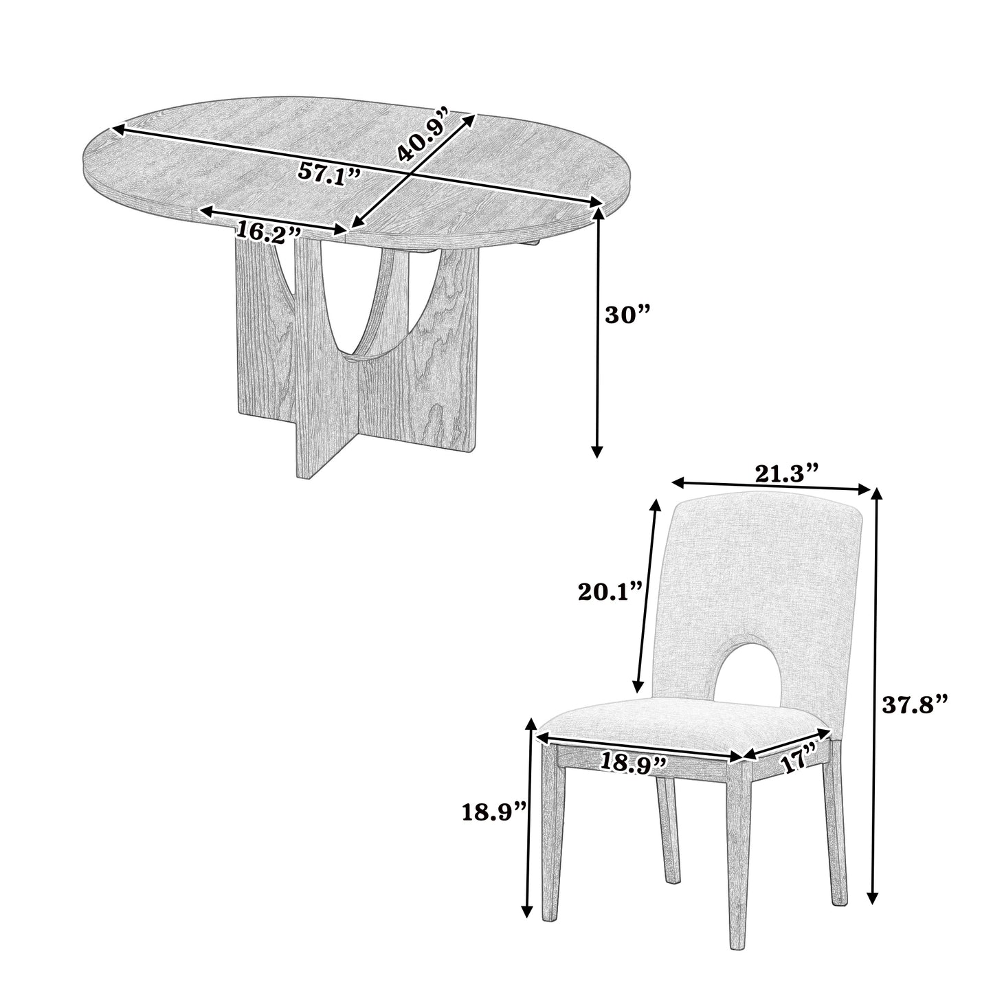 TOPMAX Modern 5-Piece Extendable Round Dining Table Set with 16.2inch Removable Leaf for Small Places, Espresso+Gray