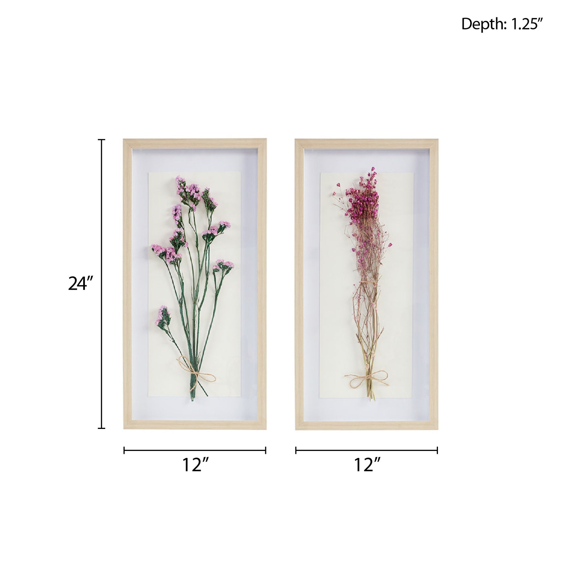 Dried Flower 2-piece Shadow Box Wall Decor Set