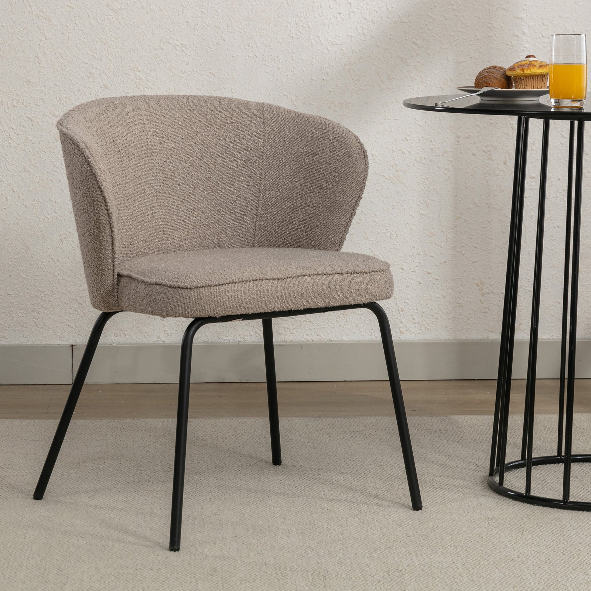 Retro Minimalist Modern Boucle Fabric Dining Chairs