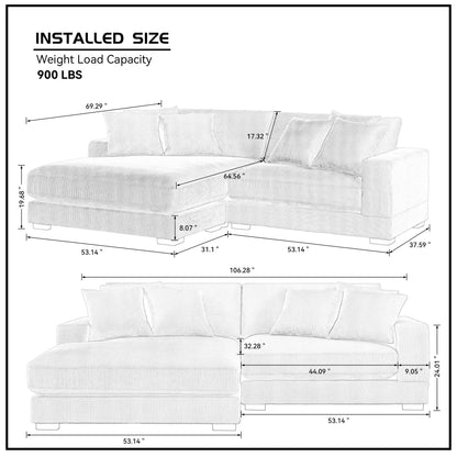 106.28inch Sectional Couch Covers L Shaped Sofa Covers Chaise Lounge Cover 2 Pieces Sofa Cover Soft for living room,office,BEIGE - Groovy Boardz