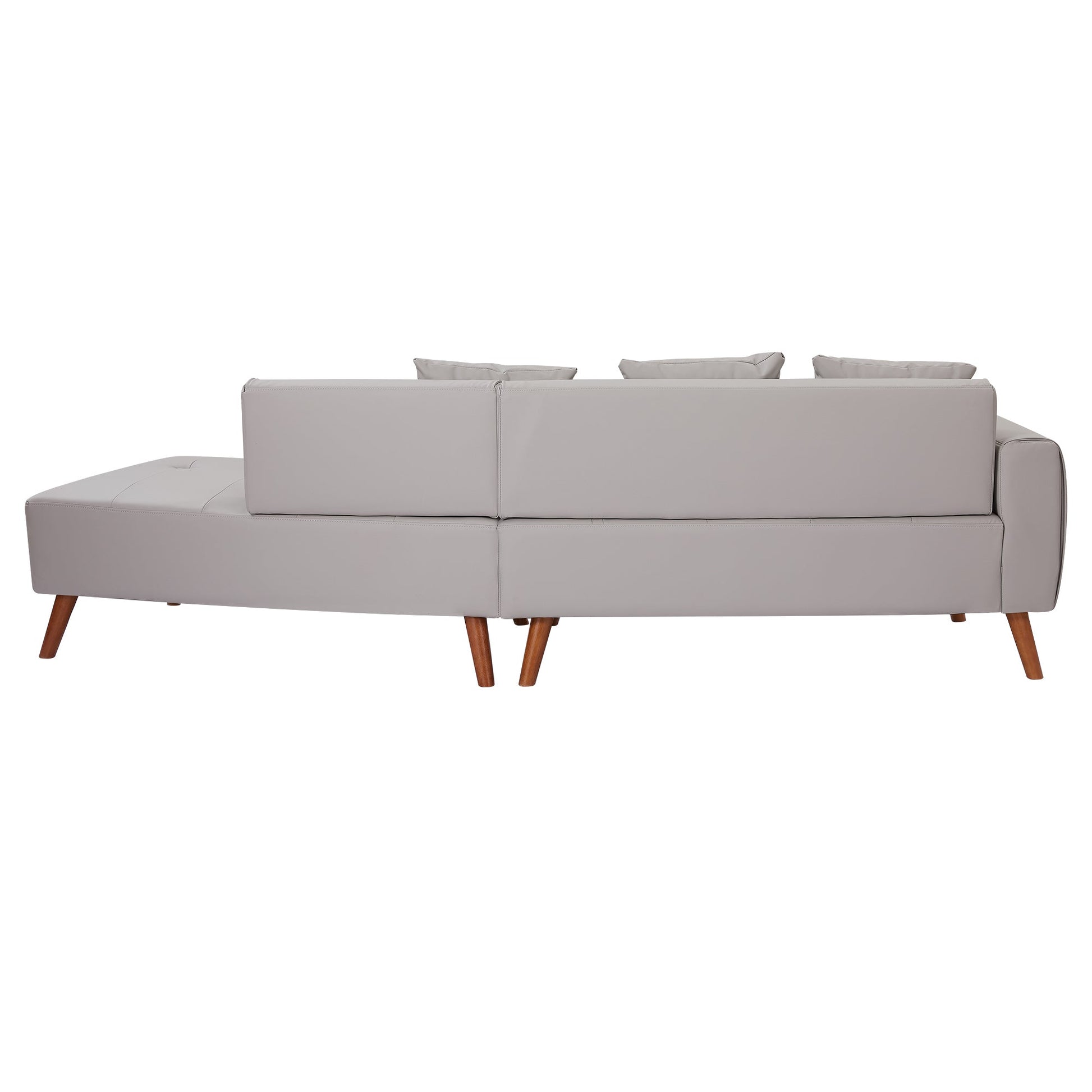 107" Contemporary Sofa Stylish Sofa Couch with a Round Storage Ottoman and Three Removable Pillows for Living Room, Grey - Groovy Boardz