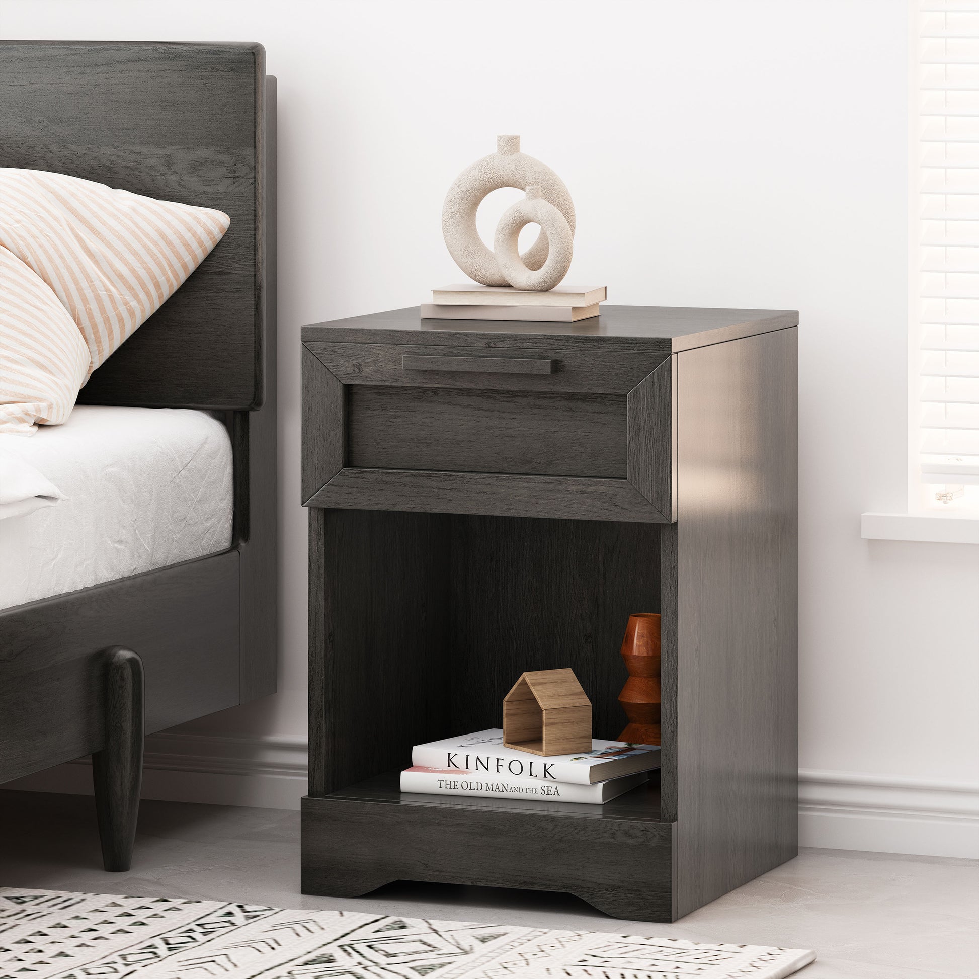 Delany Modern Nightstand, Bedside Table