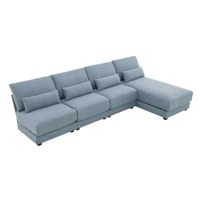 [VIDEO provided][New]120*61" Oversized Deep Seat Sectional Sofa with Reversible Chaise,Loop Yarn Fabric 5-seat Armless Indoor Furniture,Convertible L-shaped Couch for Living Room,Apartment,3 Colors