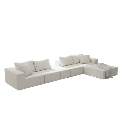 Modern Upholstered Sectional Sofa Couch Set,Modular 132" L Shaped Sectional Living Room Sofa Set With 6 Pillows,Free Combination Sofa Couch for Living Room,Bedroom