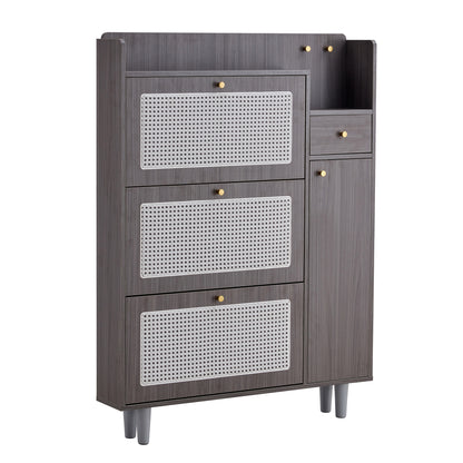Modern minimalist storage cabinet, Japanese rattan shoe cabinet, bed top cabinet, small home furniture. Suitable for corridors and living rooms. GZ-DI-03