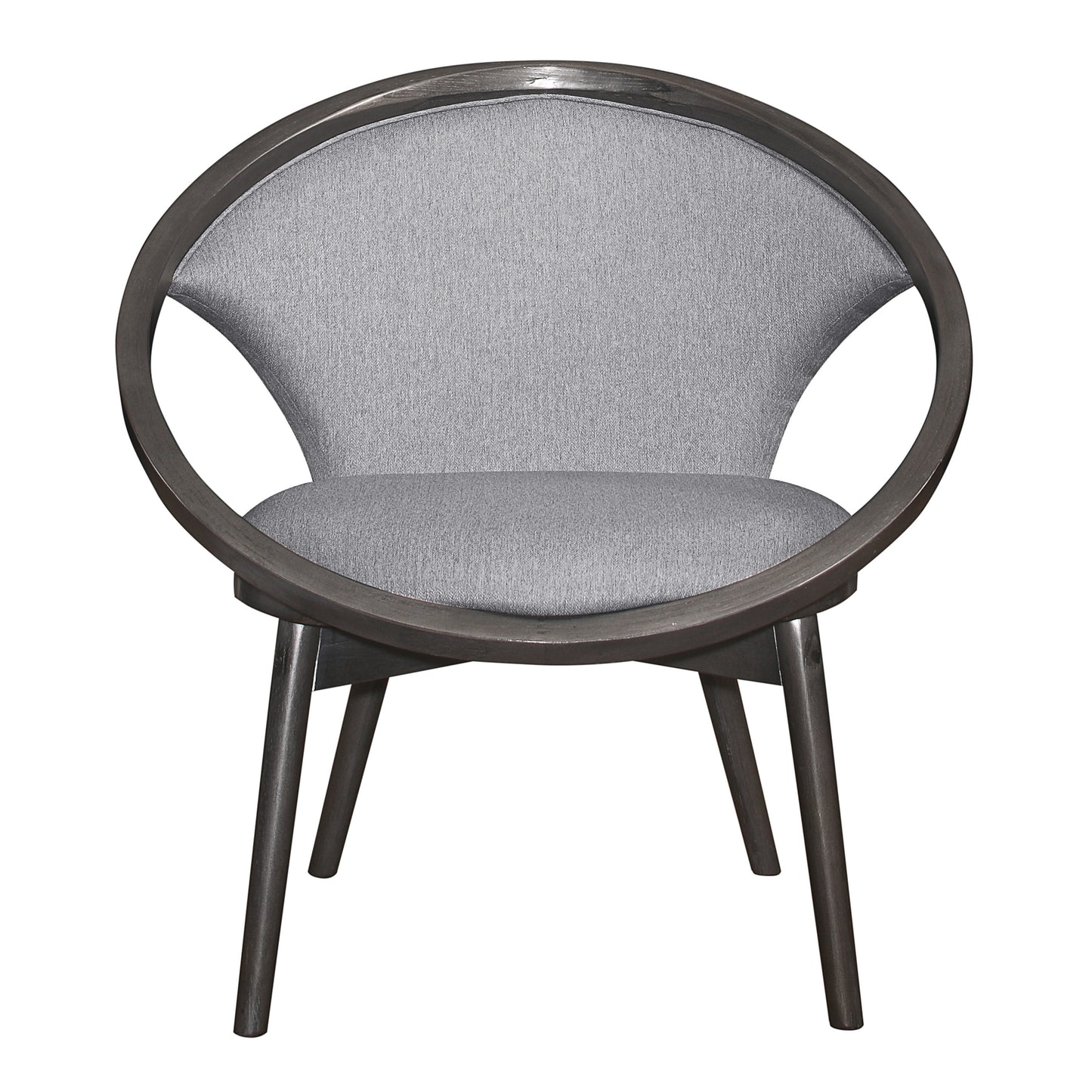 Mid-Century Design Solid Rubberwood Unique Accent Chair 1pc Gray Fabric Upholstered Modern Home Furniture Dark Charcoal Finish Frame