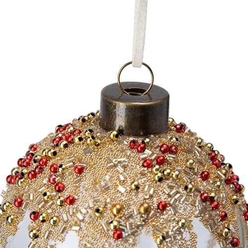 D3.9" Christmas Ball Ornaments, Glass Decorative Hanging Ball Christmas Tree Ornaments for Holiday Party Decorations, Set of 6