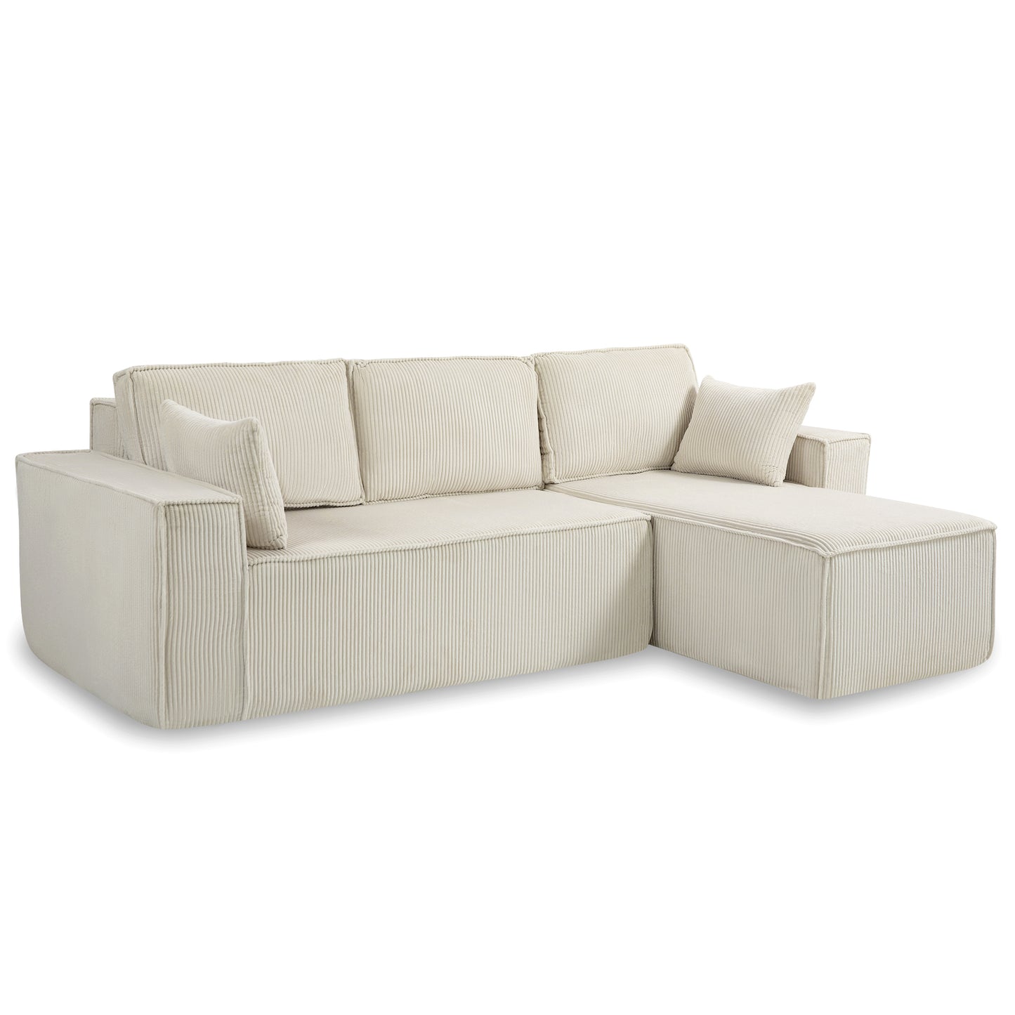 [Video provided] L-Shape Modular Sectional Sofa Couch - Comfy Upholstered Cloud Couch for Living Room - Modern Minimalist Couch,2 PIC Free Combination,No Assembly Required (Beige,Plush Corduroy)