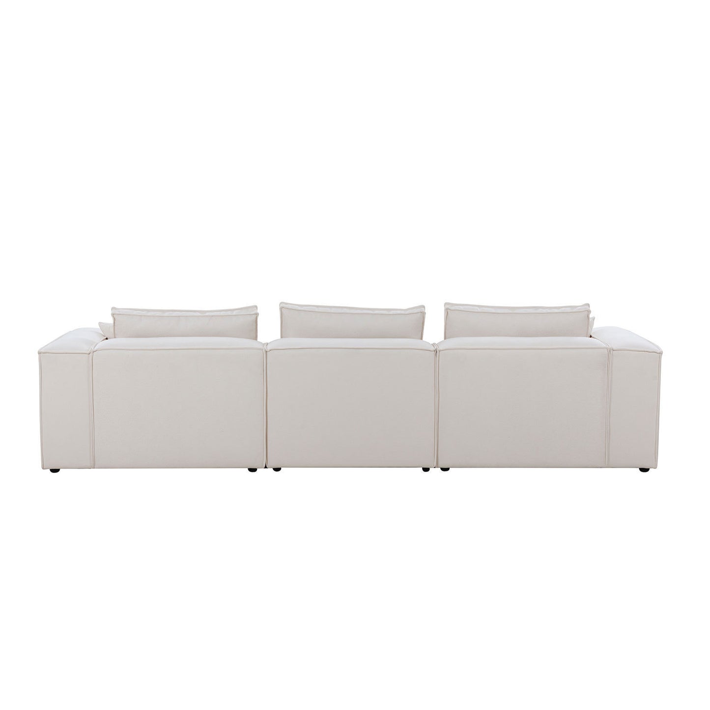 Modular Sectional Living Room Sofa Set, Modern Minimalist Style Couch with Ottoman and Reversible Chaise, L-Shape, White