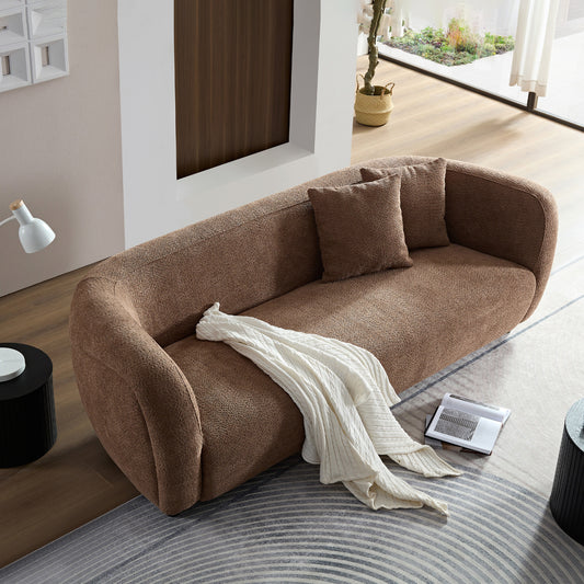 WKS6 Camel color plush sofa, 88.89* 35.04* 28.74