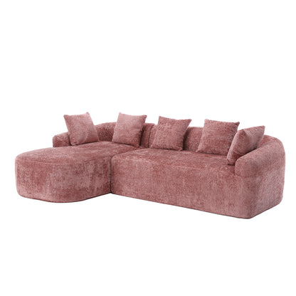 COOLMORE Boucle Sofa 3 Seater for Living Room Oversized Comfy Sofa L-Shape Sofa Couch with Chaise Home Furniture Sleeper Sectional Sofa for Apartment, Office Left Hand Facing (Pink)