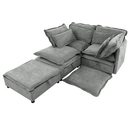 U_Style Double-Layer Cushion Modular Sofa, Freely Combinable, 4-Seater with Storage Function, Includes 4 Soft Cushions, Perfect for Living Rooms, Offices, and Apartments