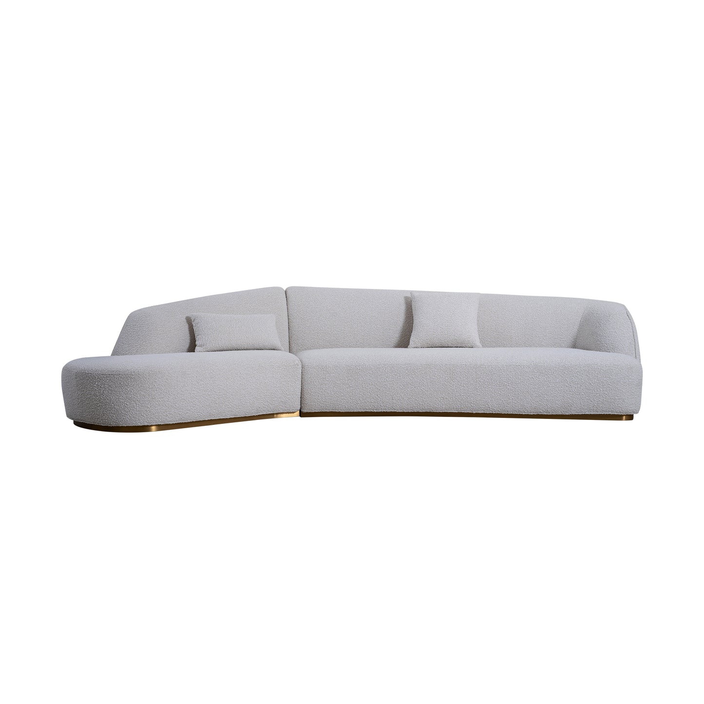 The modern crescent-shaped princess combination fabric sofa (Right Arm 2 Seater+Left Chaise)