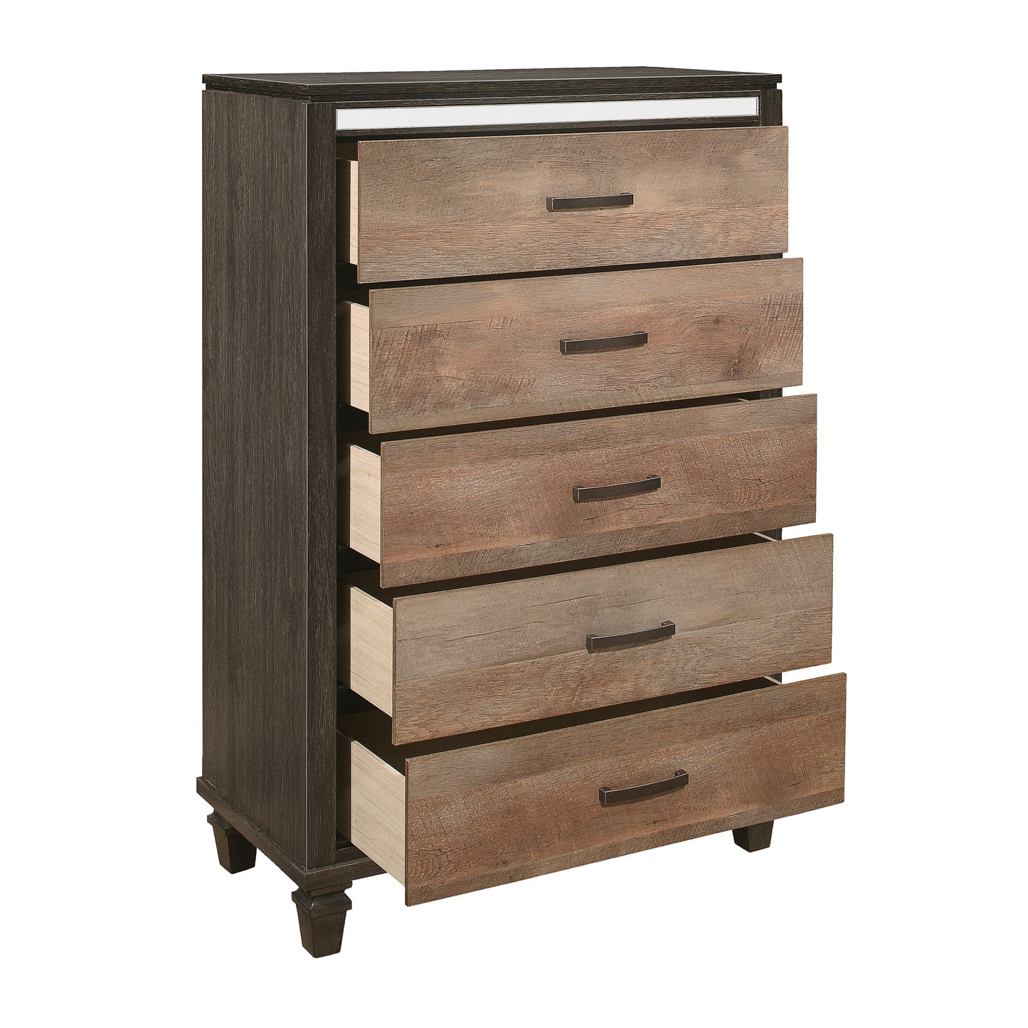 Modern Rustic Style 1pc Chest of 5x Drawers 2-Tone Finish Wooden Bedroom Furniture