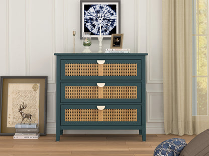 3 Drawer Cabinet,Natural rattan,American Furniture,Suitable for bedroom, living room, study