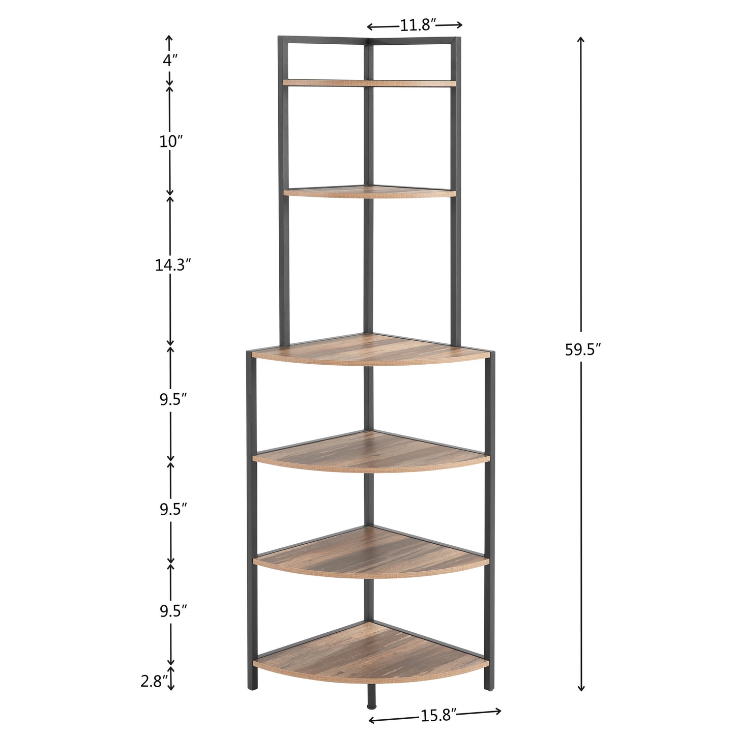 6-Tier Corner Open Shelf Modern Bookcase Wood Rack Freestanding Shelving Unit,Plant Album Trinket Sturdy Stand Small Bookshelf Space-Saving for Living Room Home Office Kitchen Small Space Rustic Brown