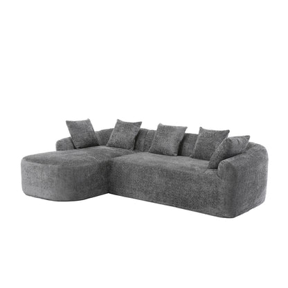 COOLMORE Boucle Sofa 3 Seater for Living Room Oversized Comfy Sofa L-Shape Sofa Couch with Chaise Home Furniture Sleeper Sectional Sofa for Apartment, Office Left Hand Facing (Gray)