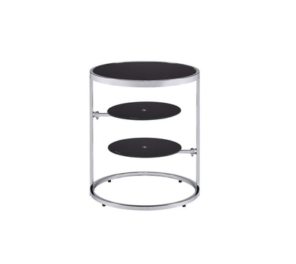 ACME Lynch Side Table, Black & Chrome Finish 97879