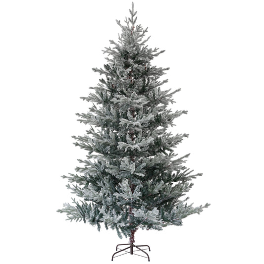 HOMCOM 9ft Nordic Pine Artificial Christmas Tree with 1939 Snow Flocked Tips, Foldable Metal Stand, Easy Assembly, Hinged Xmas Tree for Home Office Holiday